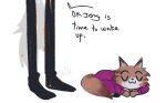 2022 anthro biped bottomwear charliiep clothing domestic_cat duo english_text eyes_closed felid feline felis hi_res illumination_entertainment jerry_(sing) jimmy_crystal mammal pants shirt simple_background sing_(movie) size_difference sleeping text topwear white_background white_body 