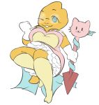  &lt;3 &lt;3_eyes alphys anthro beady_eyes big_breasts blue_eyes blush breasts buckteeth cleavage clothed clothing domestic_cat dress felid feline felis female footwear front_view gloves handwear hi_res limbteeth lizard magical_girl_outfit mammal melee_weapon polearm reptile ribbons sash scales scalie simple_background smile socks solo spear teeth thick_tail undertale_(series) weapon whiskers yellow_body yellow_scales 