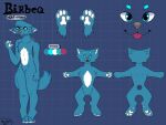  anthro birbeq blue_body blue_eyebrows blue_eyes blue_fur canid canine canis digital_media_(artwork) eyebrows fur hi_res male mammal model_sheet pawpads tongue tongue_out white_body white_fur white_pawpads wolf 