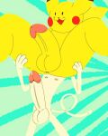  2022 alpog21_(artist) anthro balls big_balls big_penis bodily_fluids digital_media_(artwork) duo erection genital_fluids genitals male male/male mammal nintendo nipples nude open_mouth penis penis_tip pikachu pok&eacute;mon pok&eacute;mon_(species) rodent simple_background small_nose spread_legs spreading video_games white_body yellow_body 