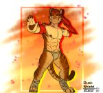  abs anthro asian_clothing biceps clothing duskshield east_asian_clothing felid fundoshi japanese_clothing kydron male mammal muscular muscular_male orange_body pantherine pose solo tiger underwear white_body yuuchiro 