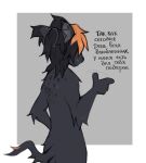  2022 ambiguous_gender anthro black_body black_fur digital_media_(artwork) domestic_cat felid feline felis fur hi_res mammal reysi russian_text smile solo text 