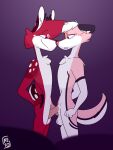  anthro ball_fondling balls canid canine canis cervid checho dominant duo erection fondling fur genitals hair hi_res ketofur ketofur_(artist) male male/male mammal nude penis pink_hair sex shy simple_background submissive submissive_male wolf 
