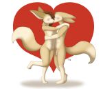  2022 4_toes 5_fingers anthro black_nose blush brown_hair canid canine digital_media_(artwork) duo embrace feet female fennec fingers flaccid fox fur genitals gloria_(kanrodstavoyan) hair hand_on_back hand_on_neck hand_on_shoulder heart_background hindpaw hug humanoid_hands kanrod_stavoyan kissing male male/female mammal navel nipples nude on_one_leg paws penis plantigrade pussy raised_leg romantic romantic_couple signature standing tan_body tan_fur toes tyrone_(kanrodstavoyan) 