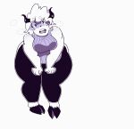  absurd_res arroused bodily_fluids bovid caprine clothing drooling female hi_res hooves horn humanoid leggings legwear mammal monochrome overweight overweight_female patrizia_pastorizia saliva sheep simple_background slightly_chubby solo sweater topwear turtleneck_sweater yalen-the-untaggable 