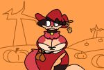  animated anthro big_breasts bouncing_breasts breasts canid canine female food fox fruit grace_(floa) magic_user mammal plant pumpkin solo superiorfox witch 