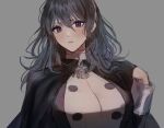  1girl 3h_aria black_jacket blue_hair byleth_(fire_emblem) byleth_(fire_emblem)_(female) fire_emblem fire_emblem:_three_houses hairband jacket looking_at_viewer open_clothes open_jacket purple_eyes upper_body 