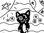  ambiguous_gender black_body black_fur circle domestic_cat felid feline felis fur mammal moon prick_ears solo solo_focus star sun 