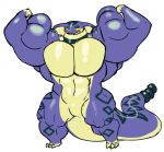  anthro big_muscles biped grin male muscular muscular_anthro muscular_male nude reptile scalie sharp_teeth smile snake solo standing teeth vdisco 