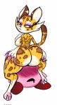  &lt;3 &lt;3_eyes ambiguous_gender anthro anus back_boob big_breasts big_butt breasts butt chest_tuft clawroline claws duo facesitting felid female hi_res kirby kirby_(series) leopard long_claws mammal nintendo nude pantherine purple_eyes simple_background spots spotted_body thick_thighs ttherandom tuft video_games waddling_head white_background wide_hips yellow_body yellow_sclera 