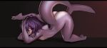  2022 absurd_res anthro ass_up breasts butt digital_media_(artwork) eyebrows eyelashes feet female fingers fish hair hi_res looking_at_viewer marine non-mammal_breasts nude purple_hair red_eyes shark solo toes xaenyth 