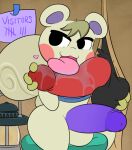  &lt;3 animal_crossing anthro balls big_balls biped black_balls black_eyes blue_clothing blush bodily_fluids bottomless clothed clothing crop_top duo genitals girly glory_hole holding_balls humanoid_genitalia humanoid_penis lamp lantern licking male male/male mammal marshal_(animal_crossing) nintendo oral penile penis penis_lick psyredtails purple_penis rodent saliva saliva_on_penis sciurid sex shirt sitting tent tongue tongue_out topwear tree_squirrel video_games wide_hips 