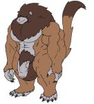  2019 5_fingers 5_toes anthro balls big_balls big_penis biped brown_body brown_fur brown_hair claws feet fingers flaccid foreskin fur genitals hair hair_over_eyes hi_res huge_balls humanoid_genitalia humanoid_penis kace_(vdisco) male mammal mane mane_hair muscular muscular_anthro muscular_male penis primate pubes simple_background solo standing toes vdisco vein veiny_penis white_background 