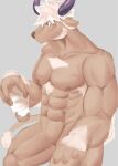  anthro arm_hair armpit_hair body_hair bovid bovine cattle chest_hair container elbow_tufts featureless_crotch glass glass_container hi_res horn lifewonders male mammal muscular muscular_male navel not_hotspring null shennong solo tokyo_afterschool_summoners video_games 