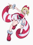  1girl absurdres arceus arm_wrap blonde_hair blue_eyes fly_sister123 hairband highres irida_(pokemon) knees poke_ball poke_ball_(legends) pokemon pokemon_(game) pokemon_legends:_arceus red_hairband red_shirt shirt short_hair shorts strapless strapless_shirt waist_cape white_shorts 