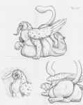  absurd_res ambiguous_gender avian big_butt bulge burping butt comic detailed_bulge digestion dragon_prey duo female female_pred feral feral_pred feral_prey gryphon hi_res hindpaw lying mythological_avian mythology on_front oral_vore paws raised_tail same_size_vore thatgryphonguy traditional_media_(artwork) unwilling_prey vore weight_gain 