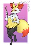  2022 3_toes 4_fingers anthro braixen breasts canid canine digital_media_(artwork) feet female fennec fingers fox fur hi_res inner_ear_fluff kasloth mammal navel nintendo nipple_outline nude pok&eacute;mon pok&eacute;mon_(species) shaded signature simple_background small_breasts smile soft_shading solo toes tuft video_games 