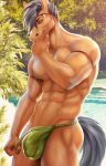 anthro banni_art clothed clothing equid equine green_eyes hi_res horse male mammal muscular muscular_anthro muscular_male nippples partially_clothed pony solo tida 