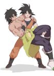  2boys ^_^ abs areolae broly_(dragon_ball_super) carrying closed_eyes clothes_around_waist couple dark-skinned_male dark_skin dragon_ball dragon_ball_super dragon_ball_super_broly interracial jacket jacket_around_waist kkkkkirrier large_pectorals leggings male_focus multiple_boys muscular muscular_male pectorals princess_carry short_hair smile son_goku spiked_hair stomach sweatdrop thick_eyebrows tight topless_male yaoi 