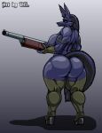  anthro anubian_jackal big_breasts big_butt black_body black_ears black_fur black_nose breasts butt camo camo_clothing camo_print canid canine canis claws clothing curvaceous curvy_figure death_mission ear_piercing female fingerless_gloves fur gloves grey_body grey_fur gun hair handwear hi_res high_heels inner_ear_fluff jackal ks-23 legwear mammal mostly_nude muscular muscular_female pattern_clothing piercing platform_footwear platform_heels ranged_weapon red_eyes sharp_claws sharp_teeth shotgun smile solo teeth thick_thighs thigh_highs tuft voluptuous weapon wide_hips 