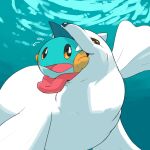  ambiguous_gender blue_body blush blush_lines brown_eyes dewgong duo fangs feral fin hi_res looking_back marshtomp neck_bulge nintendo open_mouth oral_vore pok&eacute;mon pok&eacute;mon_(species) tongue underwater unknown_artist video_games vore water white_body yellow_eyes 
