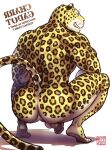  anthro balls butt charr_(maririn) crouching felid genitals hi_res leopard looking_back male mammal maririn nude pantherine penis simple_background solo white_background 