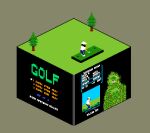  1boy animated animated_gif ball commentary english_commentary golf golf_(video_game) golf_ball golf_club golf_course isometric mixed-language_commentary pixel_art solo title_screen tree wanpaku_pixels 