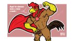  abs animal_humanoid anthro avian avian_humanoid balls biceps bird bodily_fluids brown_body brown_feathers cape cape_only cerdeorhys chicken clothing dripping feathers galliform gallus_(genus) genital_fluids genitals humanoid logo male mostly_nude muscular nude penis phasianid pose precum precum_drip red_background simple_background slogan smile smiling_at_viewer solo spanish_text speech_bubble text touching_penis white_background yellow_body yellow_skin 