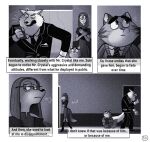  2022 absurd_res angry bottomwear canid canine canis clothing comic domestic_cat domestic_dog english_text eyewear felid feline felis glasses group hi_res humanoid_hands illumination_entertainment jerry_(sing) jimmy_crystal male mammal panquequecin pants shirt sing_(movie) size_difference text topwear wolf 