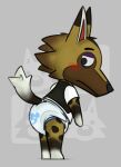  animal_crossing anthro blush canid canine canis diaper embarrassed ire-k kyle_(animal_crossing) looking_back male mammal nintendo raised_tail solo standing video_games wolf 