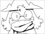  2022 ambiguous_gender anthro biped black_and_white blush blush_lines clothed clothing cute_fangs deltarune eyewear fluffy_ears fuel_(artist) glasses hat head_tuft headgear headwear looking_at_viewer male_(lore) mammal monochrome ralsei scarf simple_background solo tuft undertale_(series) video_games white_background wizard_hat 