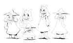  2022 2_horns ambiguous_gender anthro barefoot biped black_and_white bovid caprine clothed clothing cute_fangs deltarune eyewear feet fluffy_ears fuel_(artist) glasses goat hat head_tuft headgear headwear hi_res horn male_(lore) mammal monochrome ralsei robe scarf simple_background smile solo standing tuft undertale_(series) video_games white_background wizard_hat 