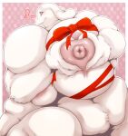  anthro areola big_breasts boss_monster bovid bow_ribbon breasts caprine female fur goat hand_on_breast heart_areola hi_res huge_breasts long_ears looking_at_viewer mammal nipple_fetish nipple_play nipples nken overweight overweight_female pink_background simple_background smile solo toriel undertale undertale_(series) video_games white_body white_fur 