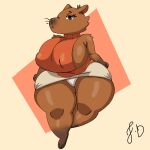  absurd_res anthro big_breasts breasts brown_body brown_fur capybara caviid clothed clothing curvy_figure female fur hi_res huge_breasts juki_zu mammal pam_(joaoppereiraus) rodent solo thick_thighs underwear voluptuous wide_hips 