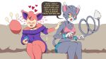  aaron_schmit absurd_res anthro breasts cellphone cleavage clothed clothing dialogue duo female furniture glameow hi_res holding_cellphone holding_object holding_phone male_(lore) nintendo phone pok&eacute;mon pok&eacute;mon_(species) sitting skitty sofa sweater topwear video_games 