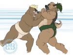  anthro ashigara asian_clothing bruteandbrawn butt canid canine canis clothing domestic_dog duo east_asian_clothing japanese_clothing lifewonders male mammal mawashi sumo_wrestler sumo_wrestling tokyo_afterschool_summoners ursid video_games yasuyori 