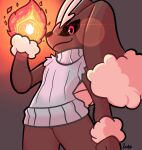  absurd_res anthro brown_body brown_fur clothing fire flaming_fist fur girly gradient_background grey_background half-closed_eyes hi_res lens_flare looking_at_viewer lopunny male narrowed_eyes nintendo pink_body pink_fur pok&eacute;mon pok&eacute;mon_(species) shiny_pok&eacute;mon simple_background sleeveless sleeveless_sweater smile smirk smug smug_face smug_grin solo sweater the_xing1 topwear turtleneck turtleneck_sweater video_games 