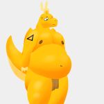 absurd_res anthro bottomwear clothing dragonite hi_res isdracko25 loincloth male nintendo overweight overweight_male pok&eacute;mon pok&eacute;mon_(species) solo tattoo video_games 