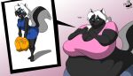  anthro breasts cheerleader cheerleader_outfit chrisandcompany cleavage clothed clothing female mammal mephitid overweight pom_poms skunk 