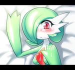  bad_id bad_pixiv_id blush cum cum_on_body cum_on_hair cum_on_upper_body facial gardevoir gen_3_pokemon hair_over_one_eye letterboxed looking_at_viewer lying nme pokemon pokemon_(creature) pov red_eyes solo suggestive_fluid 