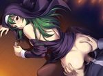  1boy 1girl anal ass ass_grab blush bottomless bra brown_legwear censored clenched_teeth clothed_sex clothes_lift cross doggystyle dress dress_lift female game_cg green_hair habit lingerie long_hair looking_back nude nun penis purple_eyes rape sex sweat teeth thighhighs underwear 