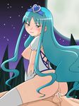  aqua_eyes ass blush breasts breasts_outside censored cowgirl_position cum cum_in_pussy cum_inside cure_marine girl_on_top green_hair heartcatch_precure! heartcatch_pretty_cure! highres kurumi_erika long_hair looking_back miniskirt moon naughty_face night precure pretty_cure sex skirt straddle straddling sweat thighhighs vaginal white_legwear white_thighhighs 