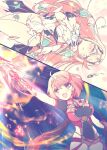  aegis_sword_(xenoblade) bangs black_gloves blonde_hair breasts chest_jewel dress earrings fingerless_gloves gloves highres jewelry large_breasts long_hair mythra_(xenoblade) pyra_(xenoblade) red_eyes red_hair red_legwear red_shorts short_dress short_hair short_shorts shorts swept_bangs sword thighhighs tiara very_long_hair watsuki_ayamo weapon white_dress xenoblade_chronicles_(series) xenoblade_chronicles_2 yellow_eyes 