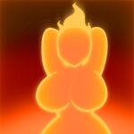  anthro big_breasts breasts faceless_character faceless_female female fire fire_person flaming_hair goo_creature gradient_background hands_behind_head literally_hot pseudo_hair simple_background skel small_waist solo wide_hips 