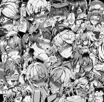  6+girls amber_(genshin_impact) animal_ears barbara_(genshin_impact) blush clenched_teeth crying crying_with_eyes_open english_text expressions eyepatch face fischl_(genshin_impact) ganyu_(genshin_impact) genshin_impact glasses greyscale half-closed_eyes hat heart heart-shaped_pupils housou-chan jean_(genshin_impact) kamisato_ayaka keqing_(genshin_impact) lisa_(genshin_impact) moaning monochrome multiple_girls ningguang_(genshin_impact) open_mouth raiden_shogun rolling_eyes saliva shenhe_(genshin_impact) smile snot speech_bubble sucrose_(genshin_impact) sweat symbol-shaped_pupils talisman tears teeth tongue tongue_out wavy_mouth witch_hat yae_miko yun_jin_(genshin_impact) 