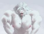  abs anthro biceps blush felid fur lifewonders lion male mammal mane muscular muscular_anthro muscular_male nipples pantherine pecs ripped-saurian snow_(tas) solo tokyo_afterschool_summoners video_games white_body white_fur 
