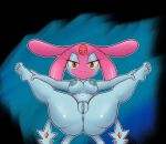  :3 anthro anus big_breasts breasts female genitals hi_res legendary_pok&eacute;mon legs_up looking_at_viewer mellojellowo mesprit nintendo nude pok&eacute;mon pok&eacute;mon_(species) pussy simple_background solo spread_legs spreading video_games 