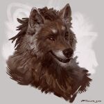  2021 accessory anthro brasa_(jerome_jacinto) brown_body brown_fur canid canine dreadlocks eyebrows fur headband headshot_portrait hi_res jerome_jacinto male mammal portrait raised_eyebrow simple_background smile smirk solo taran_fiddler were werecanid werecanine werewolf yellow_eyes 