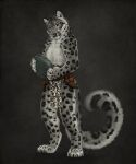  4_toes 5_fingers anthro black_spots clothed clothing deyvarah digital_media_(artwork) feet felid fingers fur grey_body grey_fur male mammal pantherine snow_leopard solo spots spotted_body spotted_fur toes 
