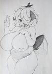  2022 7ouly6xedi43ptm absurd_res anthro big_breasts biped black_nose breasts breath canid canine canis chubby_anthro chubby_female curvy_figure digital_media_(artwork) domestic_dog female floppy_ears gesture graphite_(artwork) hair hand_on_own_breast hi_res huge_breasts kemono mammal monochrome nude open_mouth pencil_(artwork) portrait puppychan shaded short_hair smile solo standing tail_motion tailwag teeth three-quarter_portrait three-quarter_view traditional_media_(artwork) v_sign voluptuous 